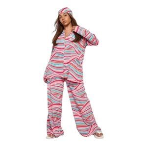 Boohoo Multicolor Wave Pattern Flare Pants NWT